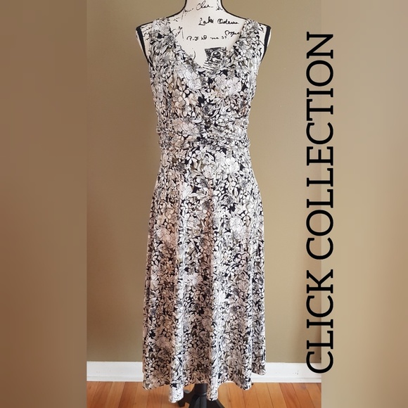 Click Collection Long Sleeveless Dress Floral sz M - Picture 1 of 6